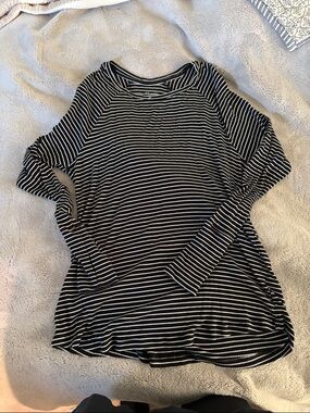 aerie Black and White Striped Long Sleeve Tee